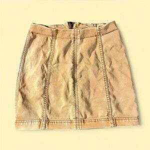 Free People Tan Cream Ruched Pencil Mini Skirt